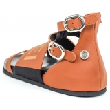 Suèi - Sandals of Fussbett Structure Colour Terracotta - Handmade in Italy - Luxury Exclusive Collection