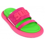 Suèi - Slippers of Suede Fuxia and Green - Fuxia - Green - Luxury Exclusive Collection