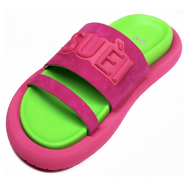 Suèi - Slippers of Suede Fuxia and Green - Fuxia - Green - Luxury Exclusive Collection