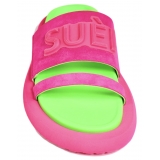 Suèi - Slippers of Suede Fuxia and Green - Fuxia - Green - Luxury Exclusive Collection