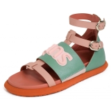 Suèi - Sandals of Tiffany/Rose with Patch Suèi - Handmade in Italy - Luxury Exclusive Collection