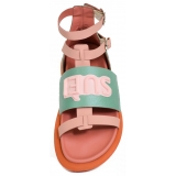 Suèi - Sandals of Tiffany/Rose with Patch Suèi - Handmade in Italy - Luxury Exclusive Collection