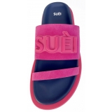 Suèi - Pantofole di Camoscio Fuxia e Blu con Patch Suèi - Handmade in Italy - Luxury Exclusive Collection