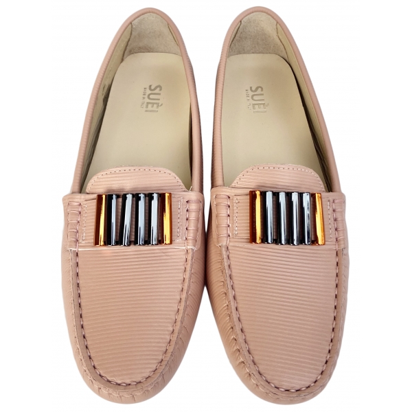 Suèi - Moccasins Colour Blush with Bullets -  Handmade in Italy - Luxury Exclusive Collection