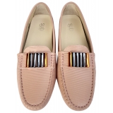 Suèi - Moccasins Colour Blush with Bullets -  Handmade in Italy - Luxury Exclusive Collection