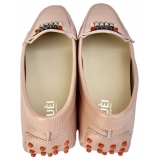 Suèi - Moccasins Colour Blush with Bullets -  Handmade in Italy - Luxury Exclusive Collection