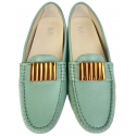 Suèi - Moccasins Colour Tiffany With Bullets -  Handmade in Italy - Luxury Exclusive Collection