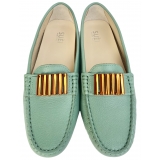 Suèi - Moccasins Colour Tiffany With Bullets -  Handmade in Italy - Luxury Exclusive Collection