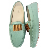 Suèi - Moccasins Colour Tiffany With Bullets -  Handmade in Italy - Luxury Exclusive Collection