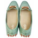 Suèi - Moccasins Colour Tiffany With Bullets -  Handmade in Italy - Luxury Exclusive Collection