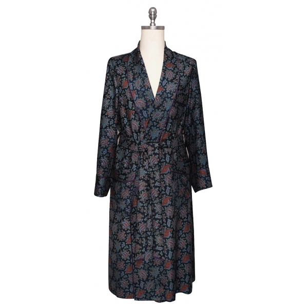 Viola Milano - Unlined Luxury Handprinted Silk Dressing Gown - Paisley Pattern - Handmade in Italy - Luxury Exclusive Collection