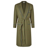 Viola Milano - Unlined Royal British Wool/Silk Dressing Gown - Green/Red Check - Handmade in Italy - Luxury Exclusive Collection