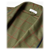 Viola Milano - Unlined Royal British Wool/Silk Dressing Gown - Green/Red Check - Handmade in Italy - Luxury Exclusive Collection