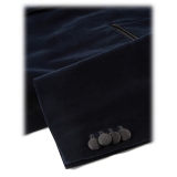 Viola Milano - Velvet Base Peak Lapel Tuxedo Jacket - Navy - Handmade in Italy - Luxury Exclusive Collection