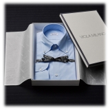 Viola Milano - Camicia con Colletto Button-Down in Tinta Unita Classica - Blu - Handmade in Italy - Luxury Exclusive Collection