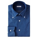 Viola Milano - 3 Classic Solid Package Button-Down Collar Shirt - Denim - Handmade in Italy - Luxury Exclusive Collection