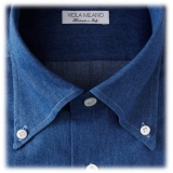 Viola Milano - 3 Classic Solid Package Button-Down Collar Shirt - Denim - Handmade in Italy - Luxury Exclusive Collection