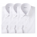 Viola Milano - 3 Classic Solid Package Button-Down Collar Shirt - White - Handmade in Italy - Luxury Exclusive Collection