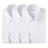 Viola Milano - 3 Classic Solid Package Button-Down Collar Shirt - White - Handmade in Italy - Luxury Exclusive Collection