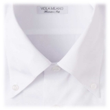 Viola Milano - 3 Camicia con Colletto Button-Down in Tinta Unita - Bianco - Handmade in Italy - Luxury Exclusive Collection