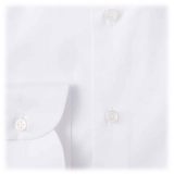 Viola Milano - 3 Camicia con Colletto Button-Down in Tinta Unita - Bianco - Handmade in Italy - Luxury Exclusive Collection