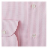 Viola Milano - 3 Camicie con Colletto Button-Down a Righe Oxford - Rosa/Bianco - Handmade in Italy - Luxury Exclusive Collection