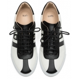 Suèi - Scarpe da Ginnastica in Bianco e Nero con Nastro Gorilla - Handmade in Italy - Luxury Exclusive Collection