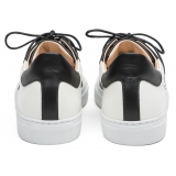 Suèi - Sneakers in Black&white With Gorilla Ribbon - Handmade in Italy - Luxury Exclusive Collection