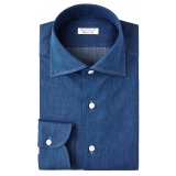 Viola Milano - Classic Denim Cut-Away Collar Dress Shirt - Denim - Handmade in Italy - Luxury Exclusive Collection