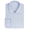 Viola Milano - Camicia Classica con Collo Napoli a Righe Micro - Blu/Bianca - Handmade in Italy - Luxury Exclusive Collection