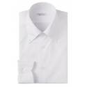 Viola Milano - Classic Solid Button-Down Collar Dress Shirt - White - Handmade in Italy - Luxury Exclusive Collection