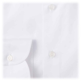 Viola Milano - Camicia Elegante con Collo Abbottonato in Tinta Unita - Bianco - Handmade in Italy - Luxury Exclusive Collection