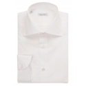 Viola Milano - Camicia Elegante Classica con Colletto Tagliato - Bianco - Handmade in Italy - Luxury Exclusive Collection