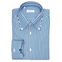 Viola Milano - Classic Stripe Button-Down Collar Dress Shirt - Blue - Handmade in Italy - Luxury Exclusive Collection