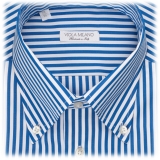 Viola Milano - Classic Stripe Button-Down Collar Dress Shirt - Blue - Handmade in Italy - Luxury Exclusive Collection