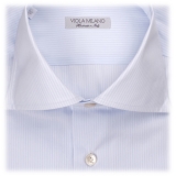 Viola Milano - Camicia con Colletto Cutaway a Righe Classiche - Navy - Handmade in Italy - Luxury Exclusive Collection