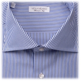 Viola Milano - Camicia con Colletto Cut-Away a Righe - Azzurro/Bianco - Handmade in Italy - Luxury Exclusive Collection