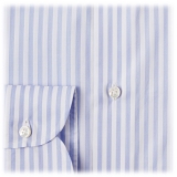 Viola Milano - Classic Stripe Cut-Away Collar Dress Shirt - Blue/White - Handmade in Italy - Luxury Exclusive Collection