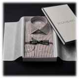 Viola Milano - Camicia con Colletto Cut-Away a Righe - Marrone/Bianco - Handmade in Italy - Luxury Exclusive Collection