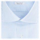 Viola Milano - Classic Stripe Cut-Away Collar Dress Shirt - Light Blue Oxford - Handmade in Italy - Luxury Exclusive Collection