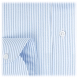 Viola Milano - Camicia con Colletto Cut-Away a Righe - Oxford Azzurro - Handmade in Italy - Luxury Exclusive Collection