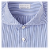 Viola Milano - Classic Stripe Cut-Away Collar Dress Shirt - Navy/White - Handmade in Italy - Luxury Exclusive Collection