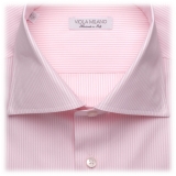 Viola Milano - Classic Stripe Cut-Away Collar Dress Shirt - Pink/White - Handmade in Italy - Luxury Exclusive Collection