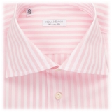 Viola Milano - Classic Stripe Cut-Away Collar Dress Shirt - Pink/White - Handmade in Italy - Luxury Exclusive Collection