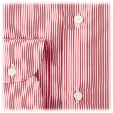 Viola Milano - Classic Stripe Napoli Collar Dress Shirt - Red/White - Handmade in Italy - Luxury Exclusive Collection