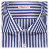 Viola Milano - Camicia con Colletto Cut-Away a Righe Como - Azzurro/Bianco - Handmade in Italy - Luxury Exclusive Collection