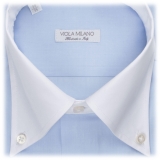 Viola Milano - Contrast Collar Button-Down Collar Dress Shirt - Light Blue - Handmade in Italy - Luxury Exclusive Collection