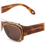 Giorgio Armani - Irregular-Shaped Glasses with Clip - Tortoiseshell Brown Pattern - Sunglasses - Giorgio Armani Eyewear