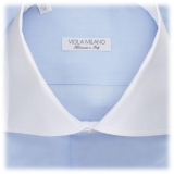 Viola Milano - Camicia con Colletto Cut-Away a Contrasto - Blu/Bianco - Handmade in Italy - Luxury Exclusive Collection