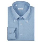 Viola Milano - Micro Pattern Voila Tela Button-Down Shirt - Light Blue - Handmade in Italy - Luxury Exclusive Collection